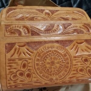 Southwest/Aztec Inspired Embossed Leather Shoulder Bag
